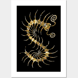 Yellow Ornate Centipede Posters and Art